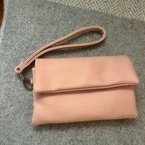 Light Pink Soft Pleather Clutch Bag